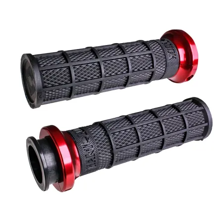 ODI Lock-on Hart-luck Signature Full-Waffle Grips In Red For 2018-2024 Indian Challenger, Chief, Chieftan, Darkhorse Models (V31ITW-BB-R)