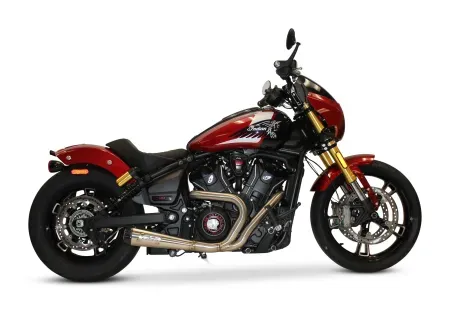 Two Brothers Racing 2-Into-1 Comp-S Exhaust In Brushed Stainless Finish For 2025-2026 Indian 101 Scout Models (005-5550199)