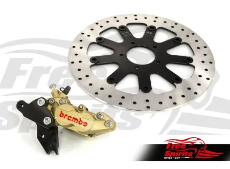 Free Spirits Bolt-In Upgrade 4 Piston Gold Caliper & Rotor Diameter 320mm Braking Kit For 2025-2026 Indian Scout 1250 Models (103805)