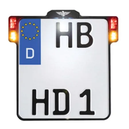 Heinz Bikes All In 2.0 License Plate Bracket In Black With Turn Signals, Brake Light, Taillight & License Plate Light Taillight (Belgium 210mm x 140mm) (HBKZ2.0-MB-3TS-B)